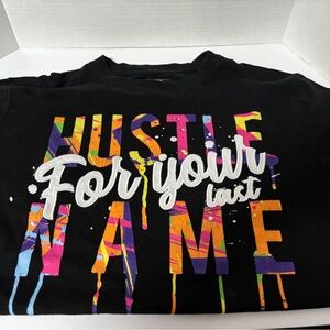 Men or Women’s Vintage Hustle For Your Last Name XL Black T-shirt